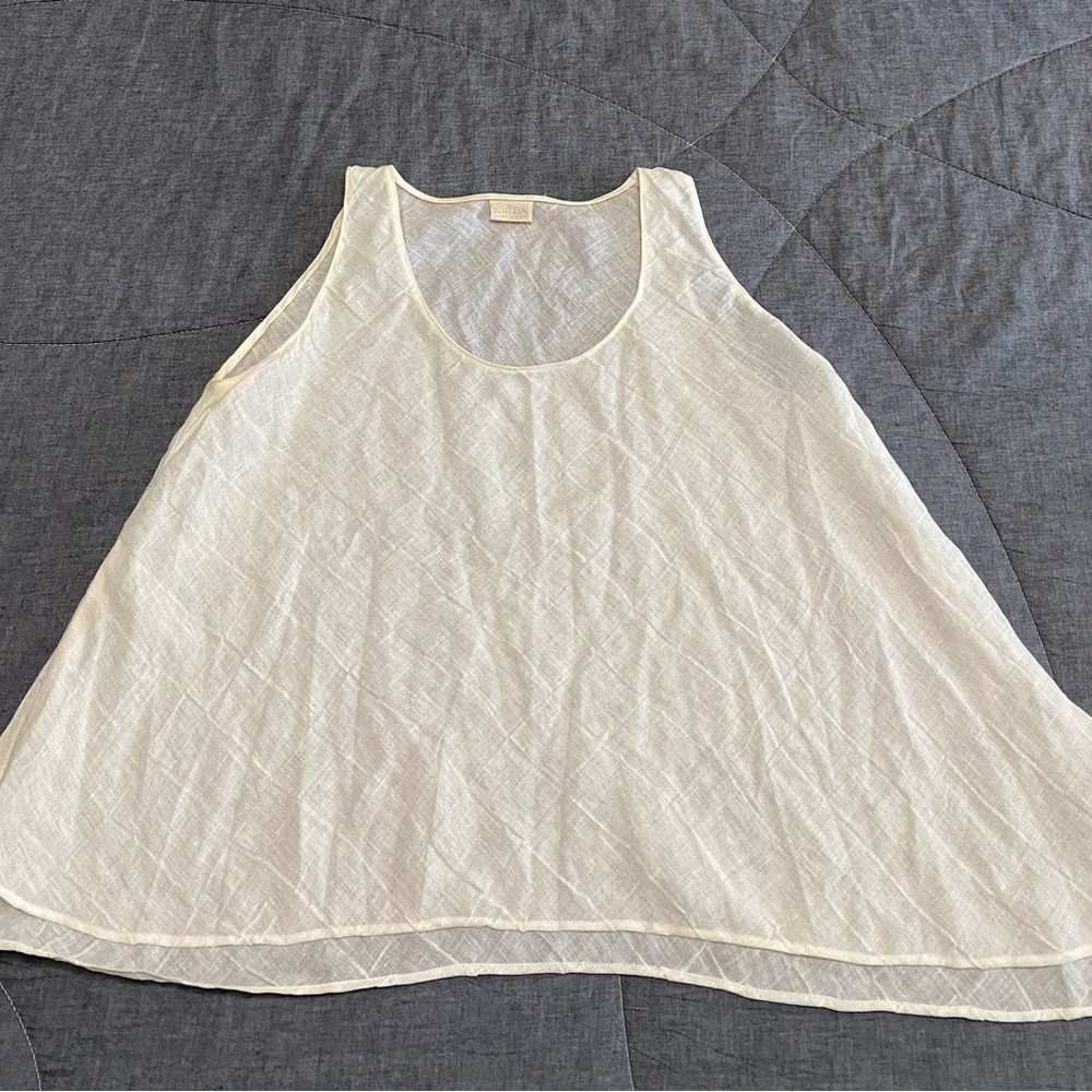Krizia Sleeveless, Off White Linen Top